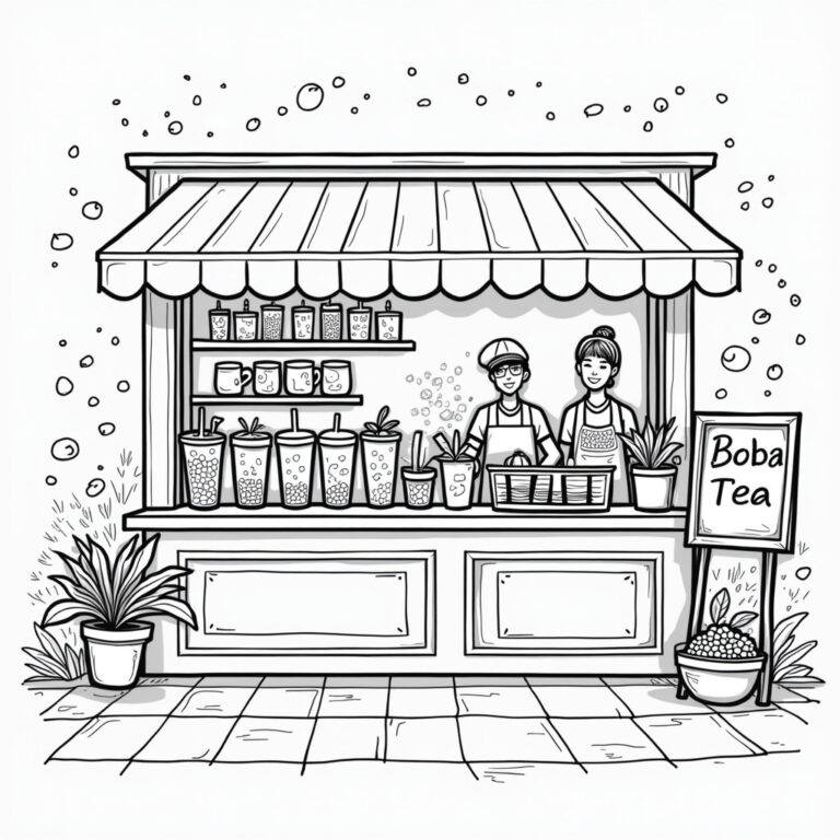 Boba Tea Coloring Pages - Page 1