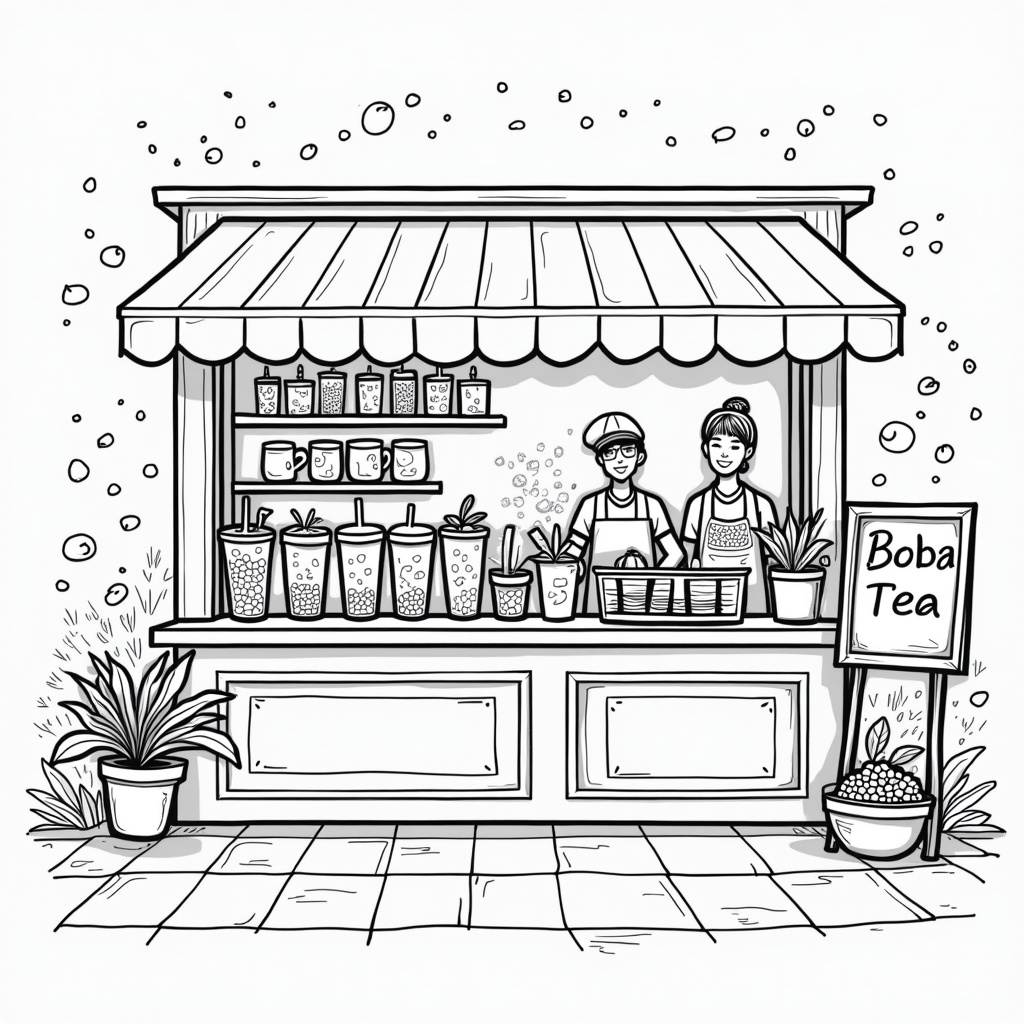 Boba Tea Coloring Pages - Page 1