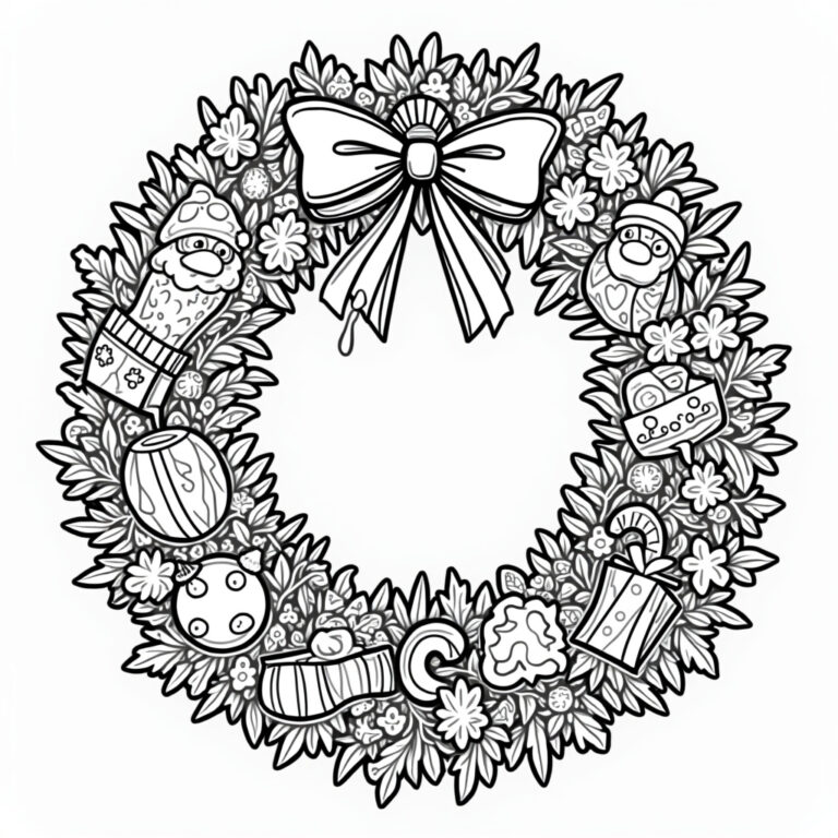 Christmas Wreath Coloring Pages - Page 1
