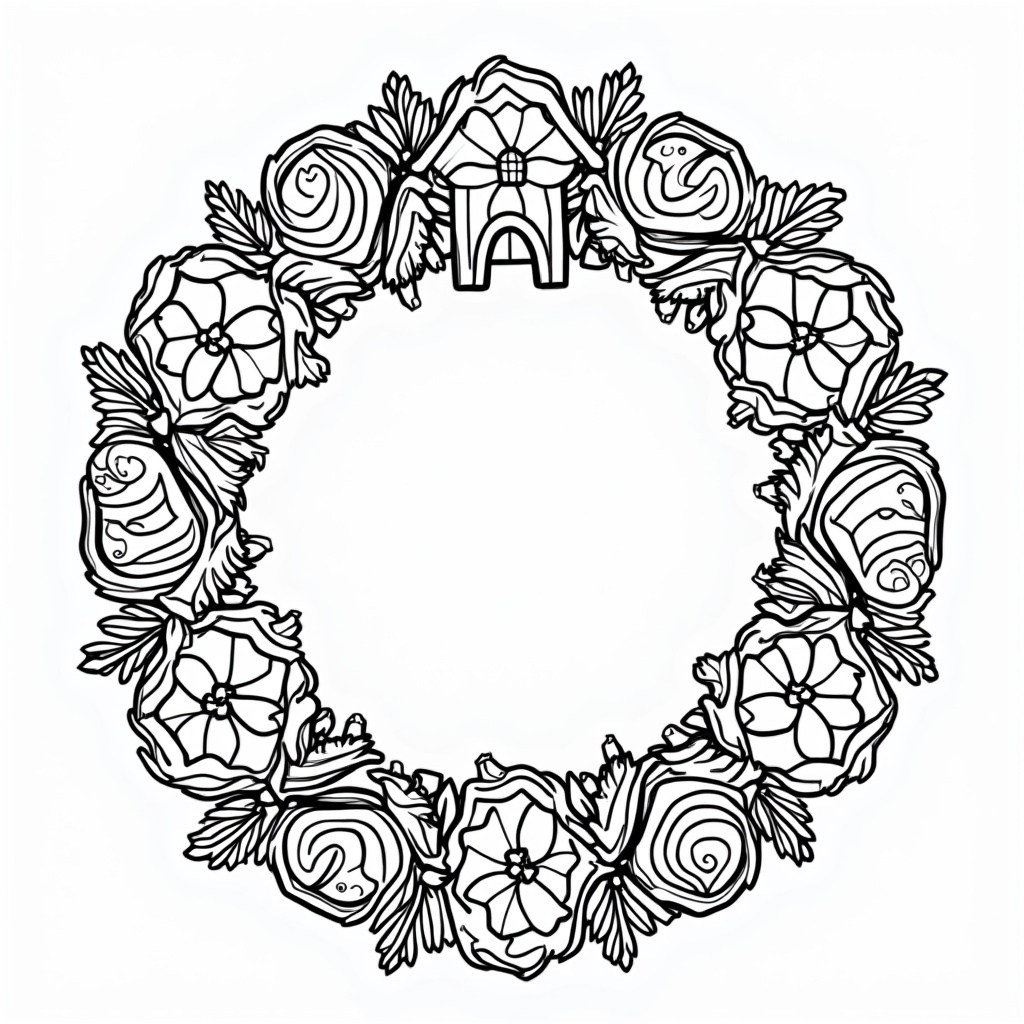 Christmas Wreath Coloring Pages - Page 4