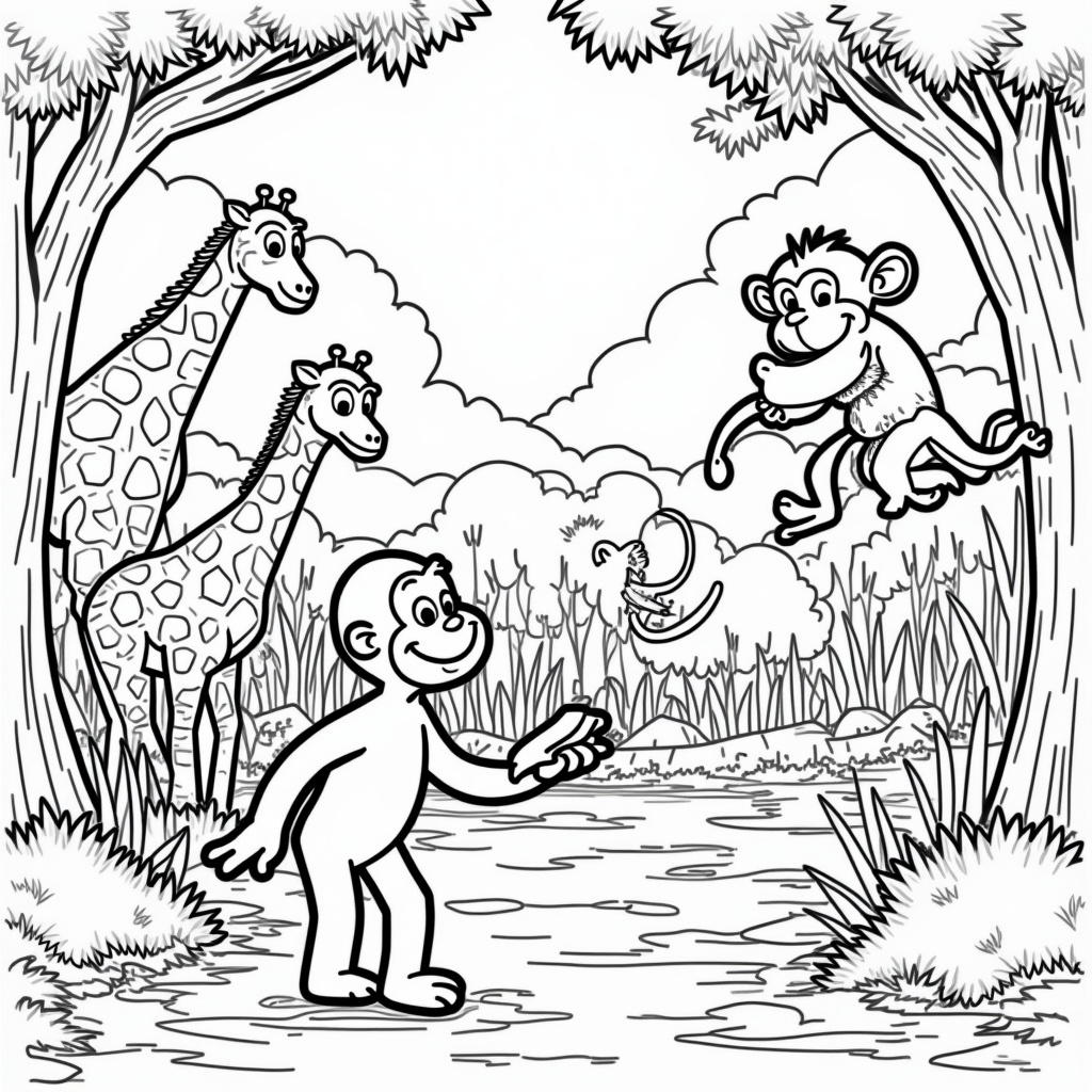 Curious George Coloring Pages - Page 1