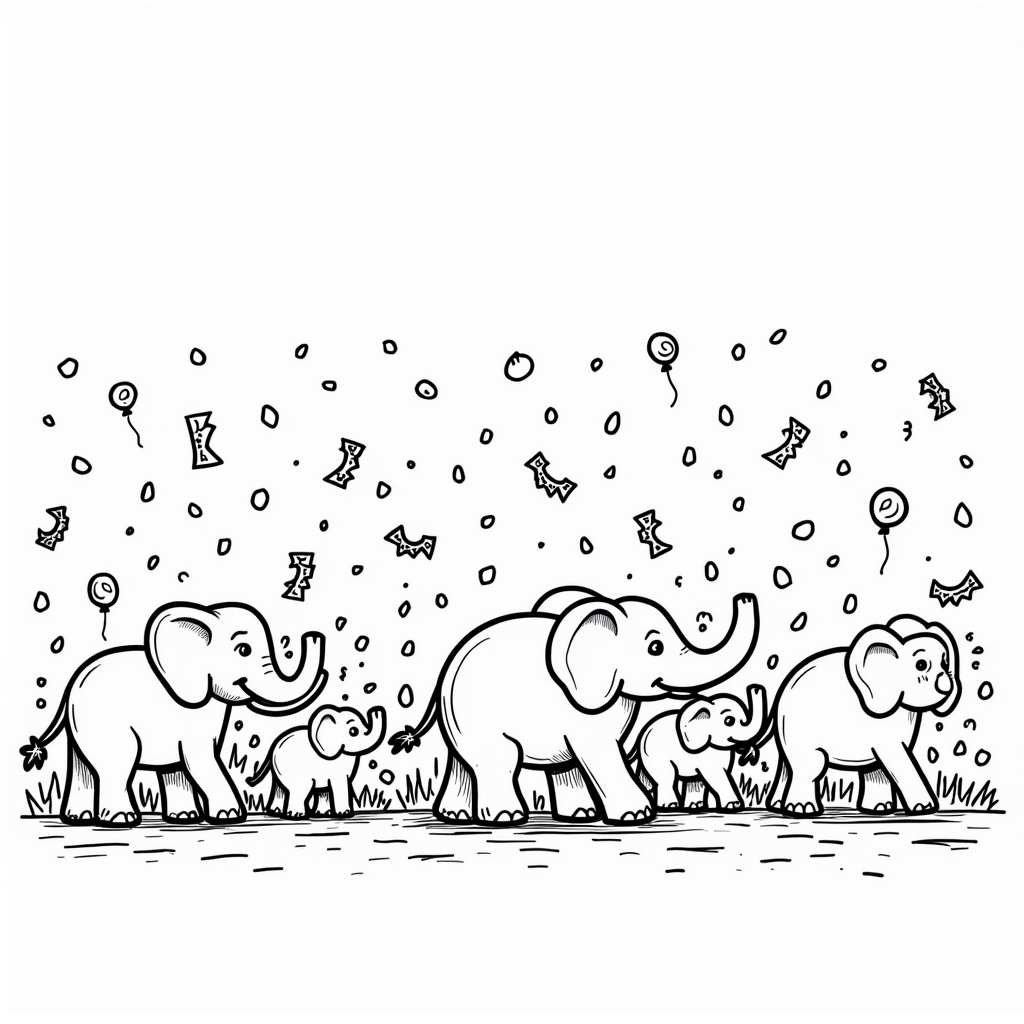 Elephant Coloring Pages - Page 1