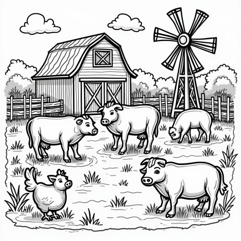 Farm Animal Coloring Pages - Page 1