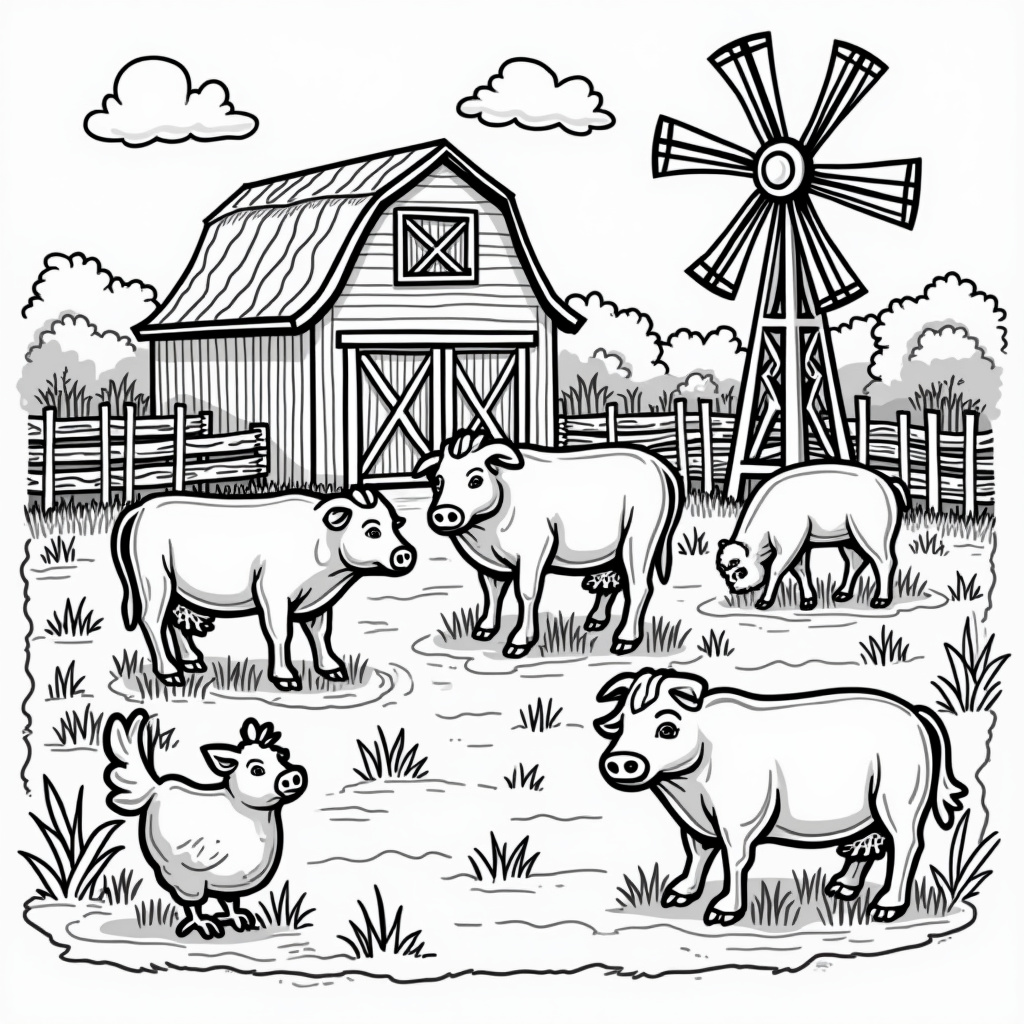 Farm Animal Coloring Pages - Page 1