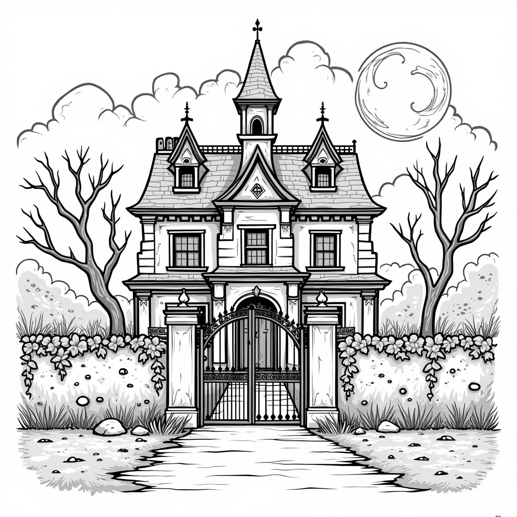 Haunted House Coloring Pages - Page 4