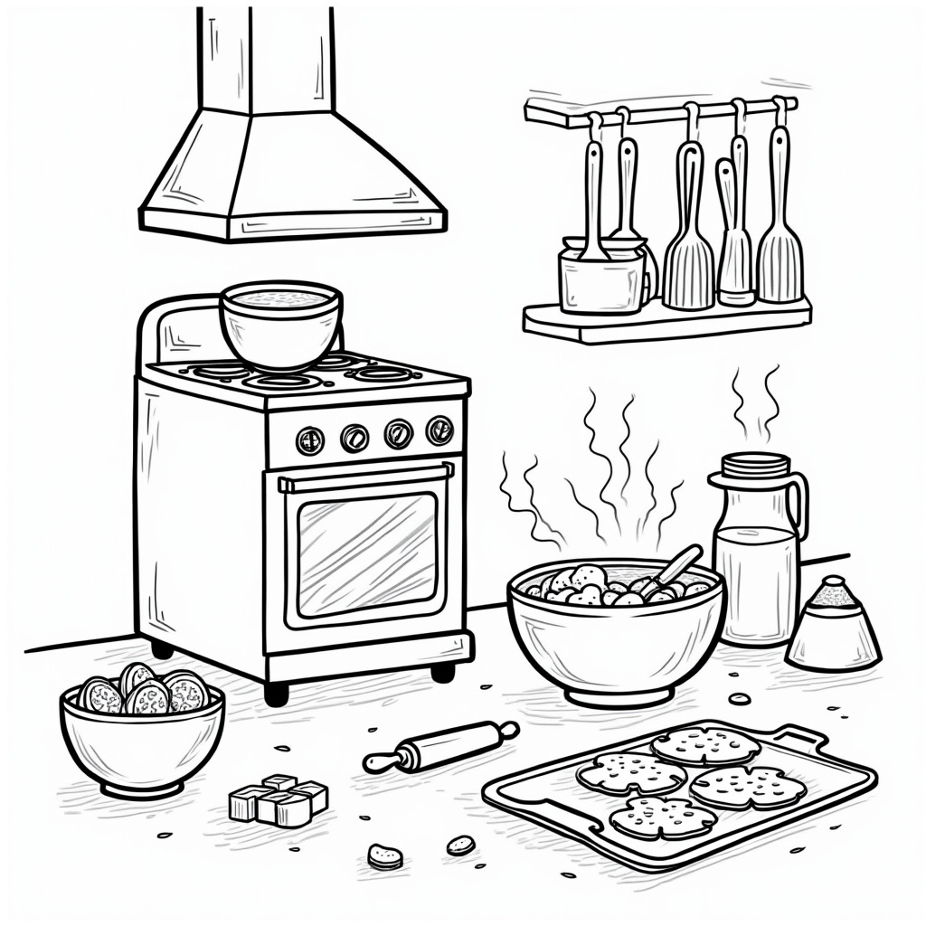 Kitchen Coloring Pages - Page 1