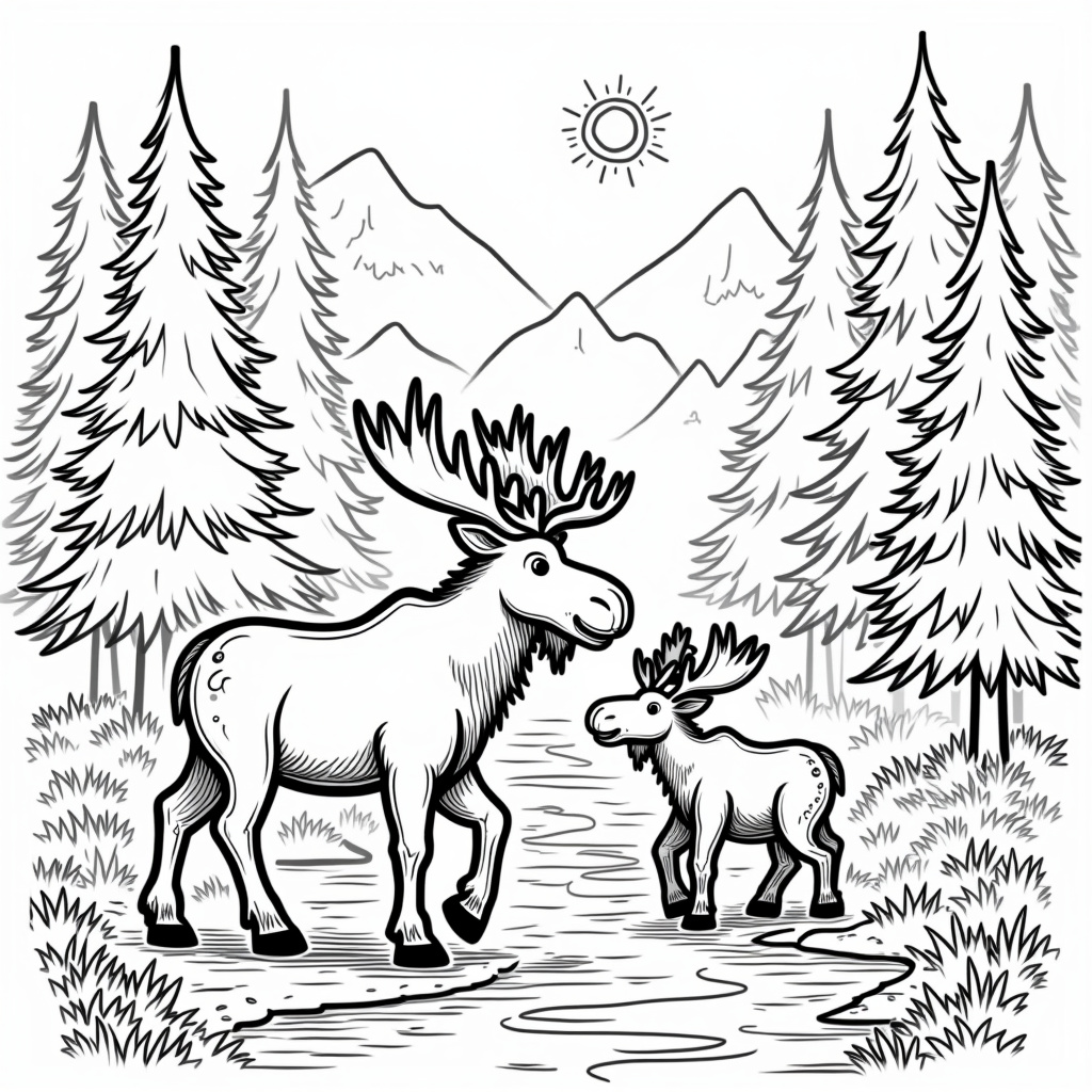 Moose Coloring Pages - Page 1