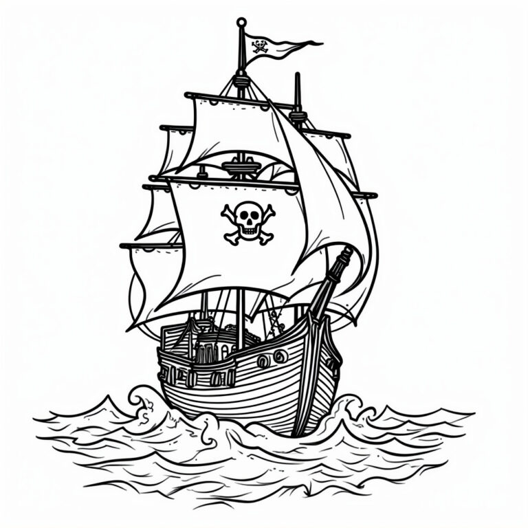 Pirate Ship Coloring Pages - Page 1