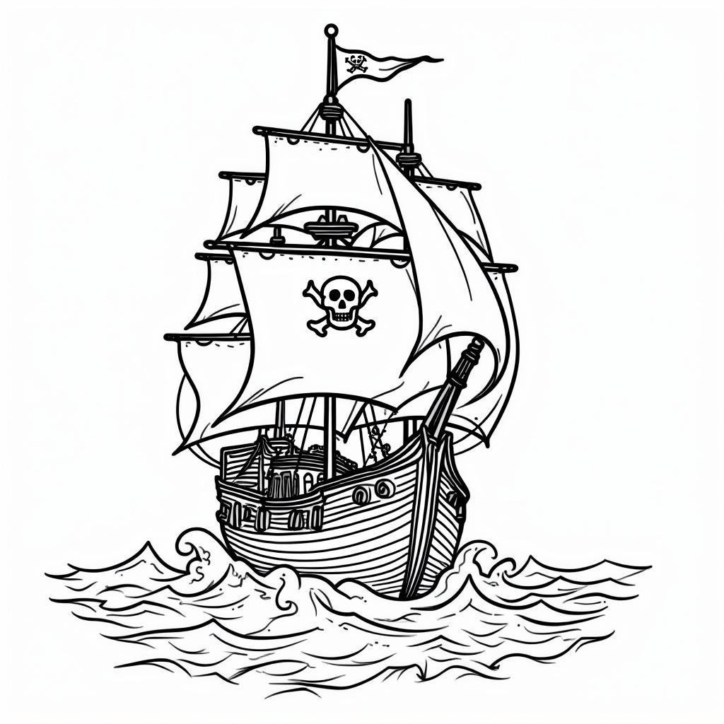 Pirate Ship Coloring Pages - Page 1