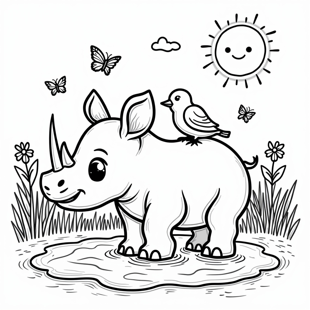 Rhino Coloring Pages - Page 1
