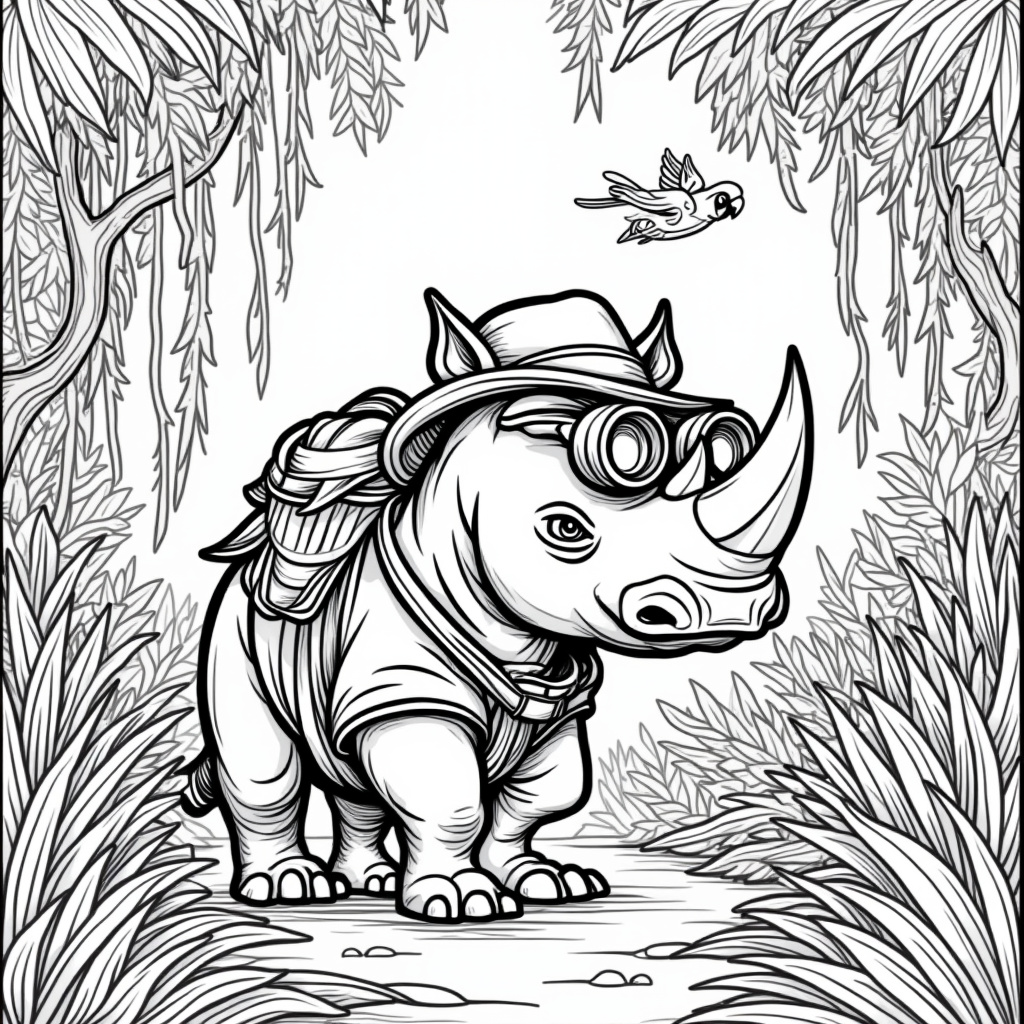 Rhino Coloring Pages - Page 3