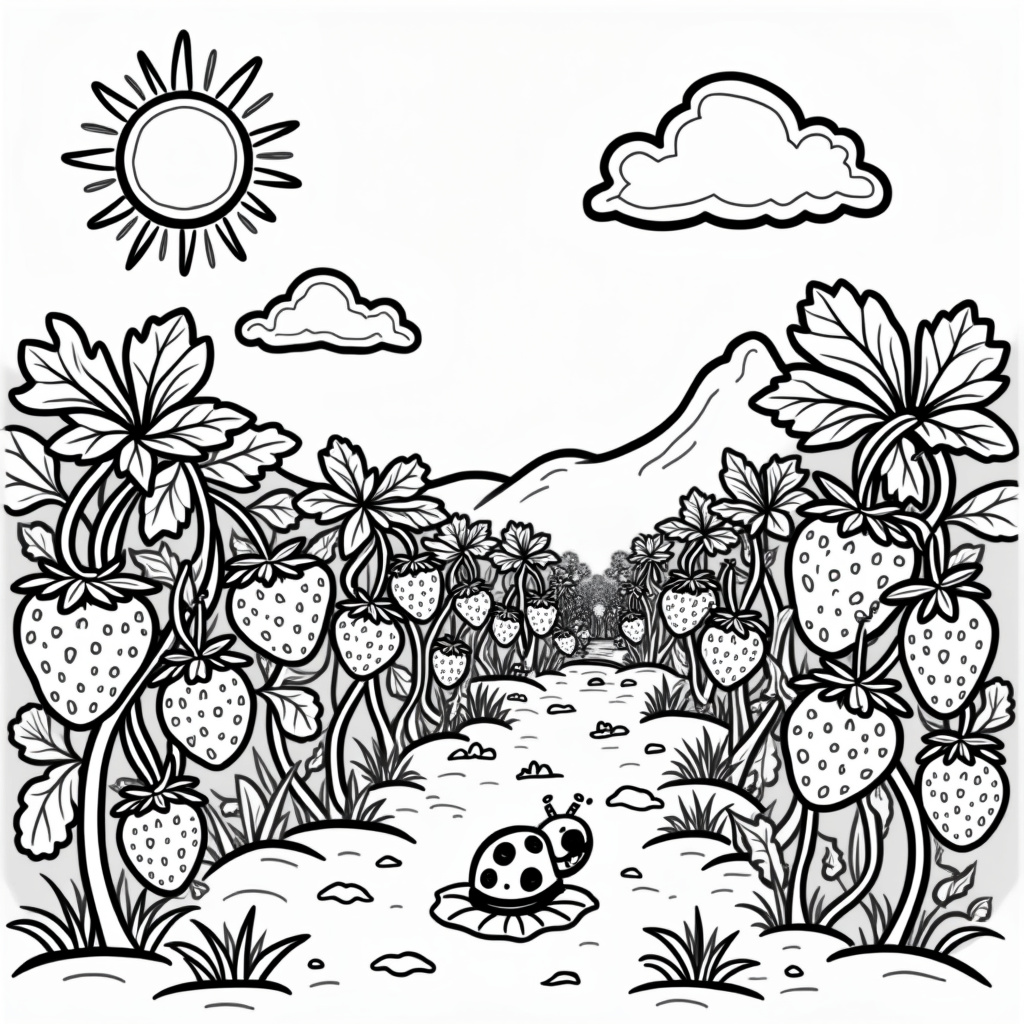 Strawberry Coloring Pages - Page 1