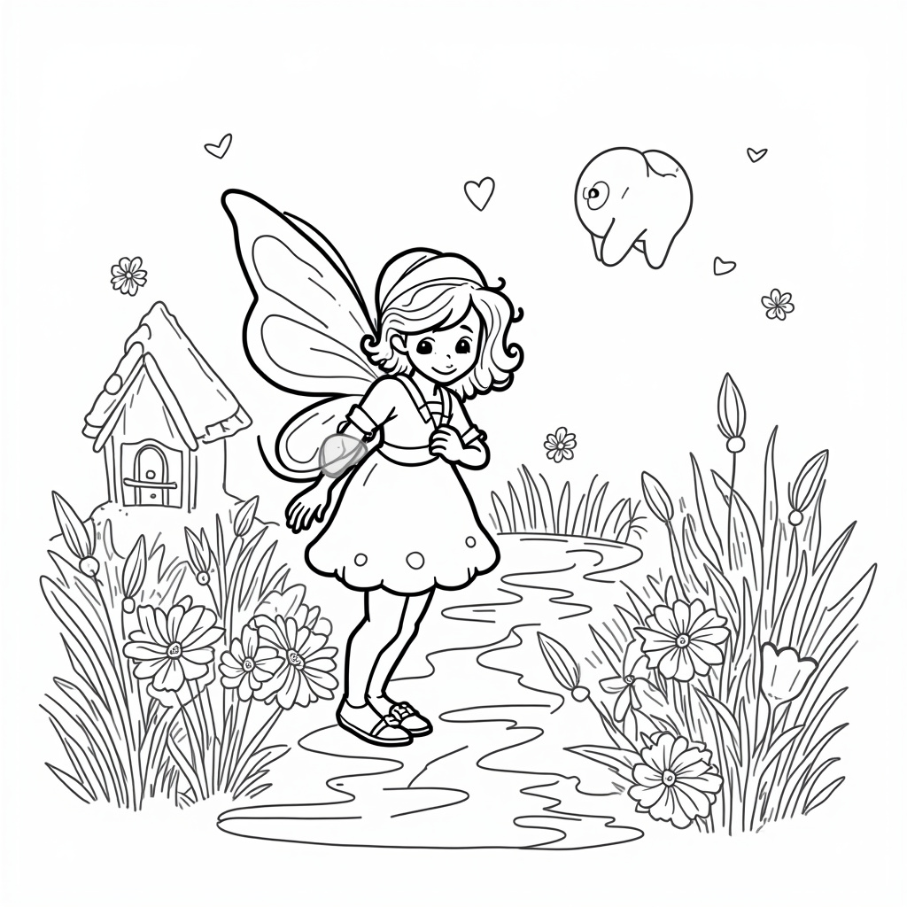 Tooth Fairy Coloring Pages - Page 1