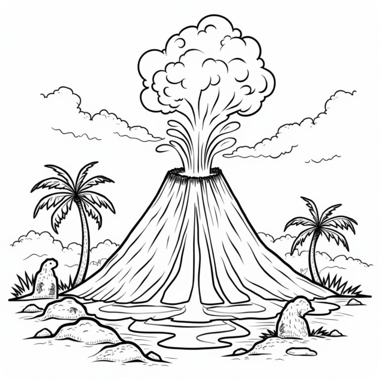 Volcano Coloring Pages - Page 1