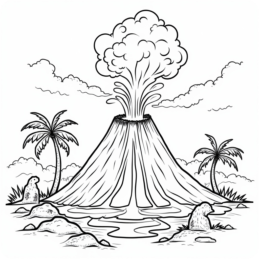Volcano Coloring Pages - Page 1