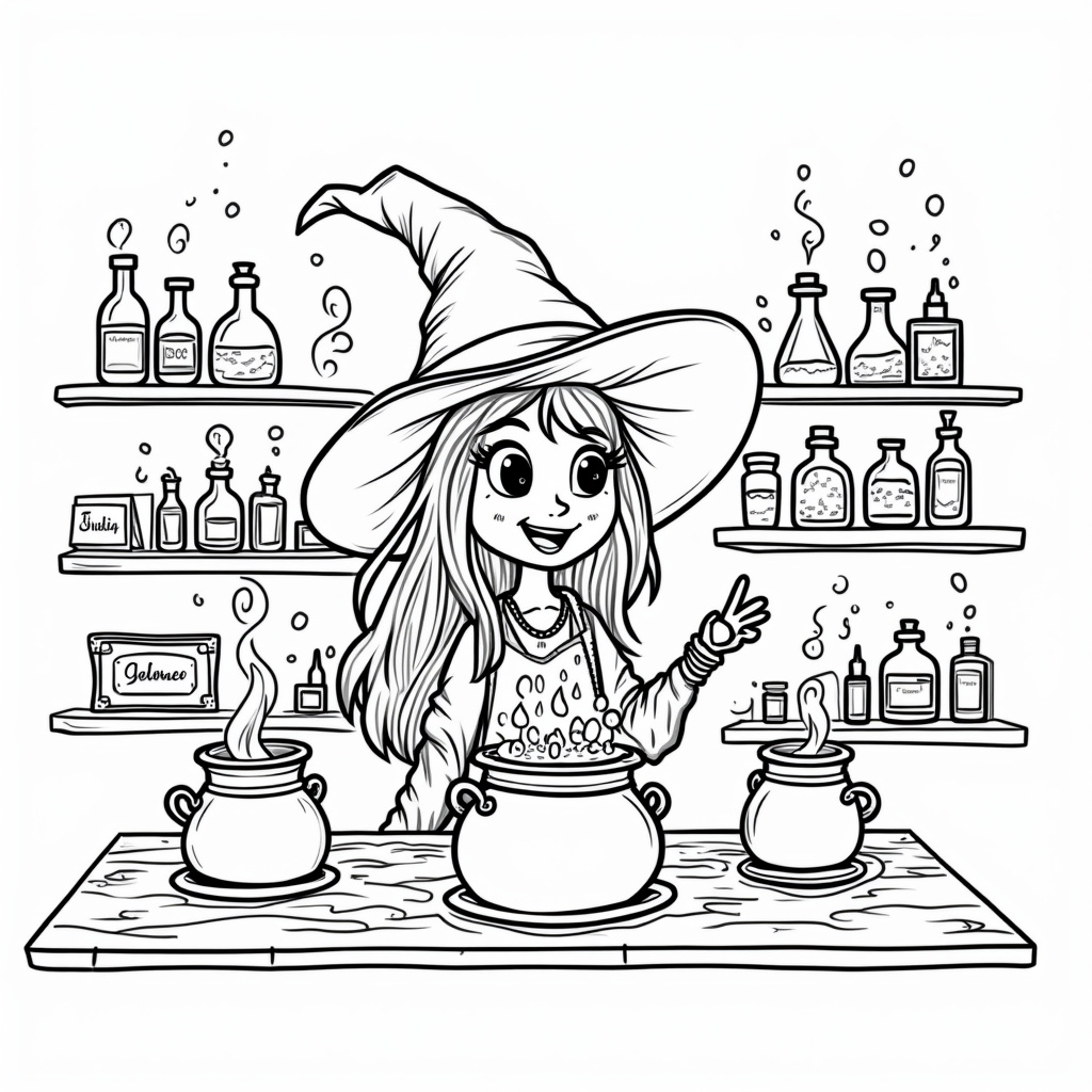 Witch Coloring Pages - Page 1