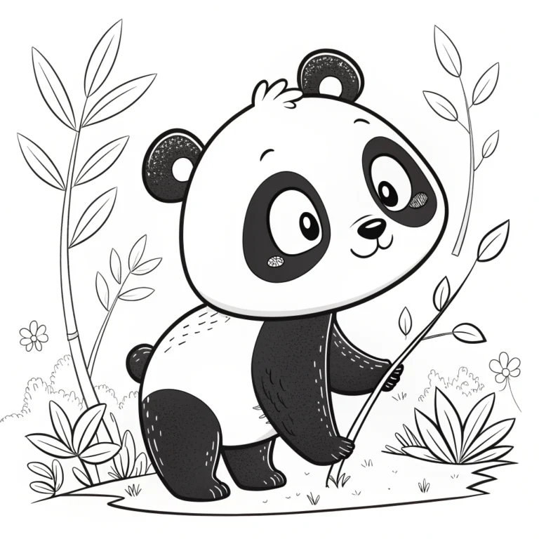 Happy Kawaii Panda with Bamboo